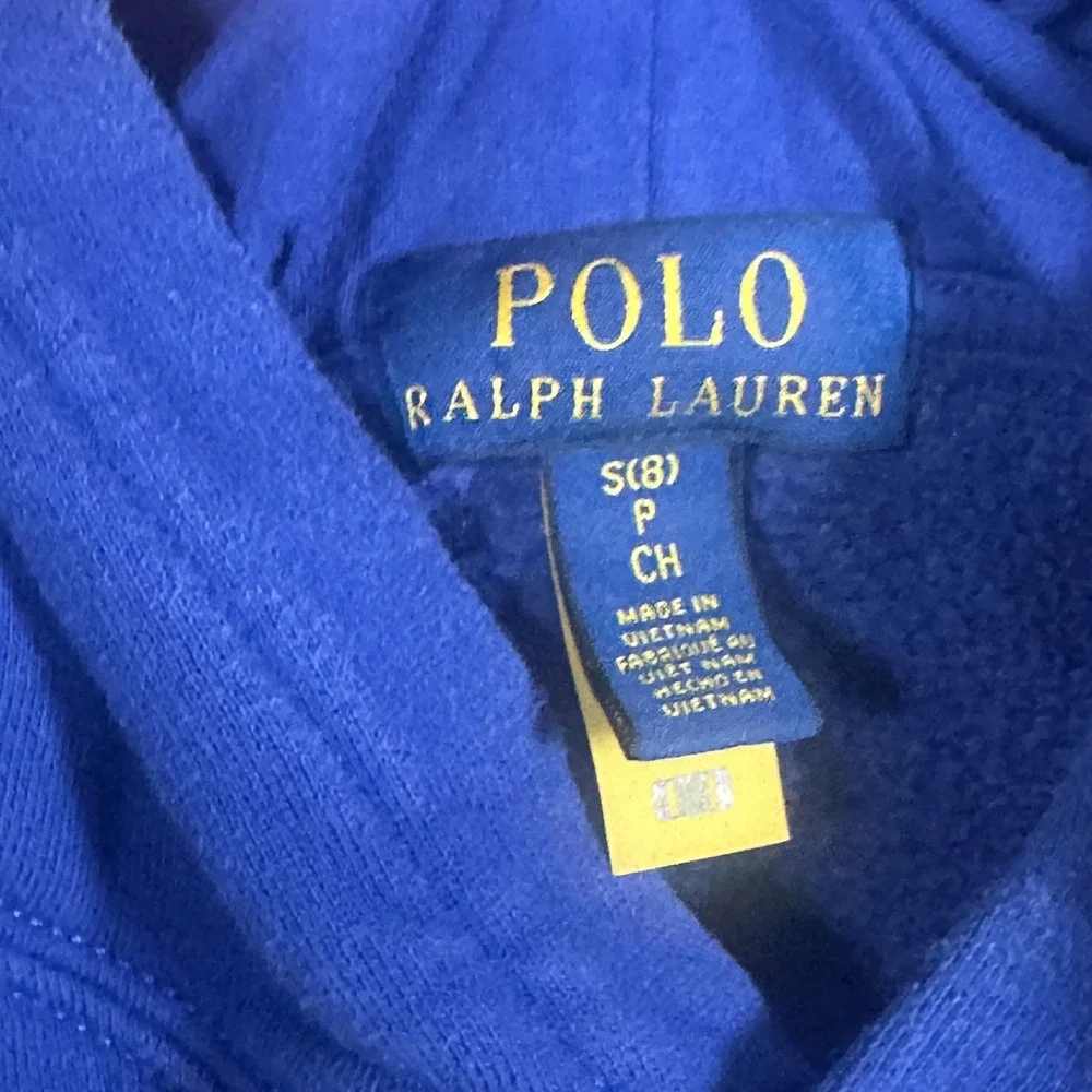 Polo Ralph Lauren Kids Size S 8 Royal Blue Fleece Pullover Hoodie Pony Logo‎